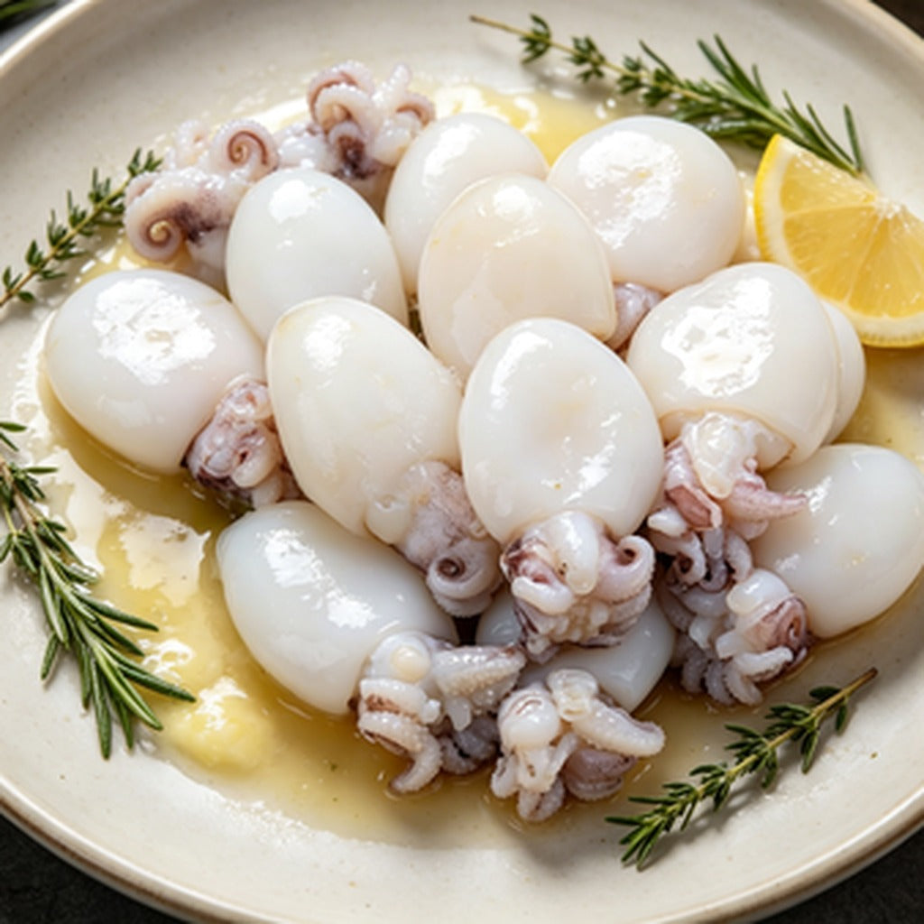 Delicate Baby Squid, Ready to Cook