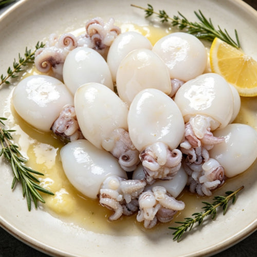 Delicate Baby Squid, Ready to Cook